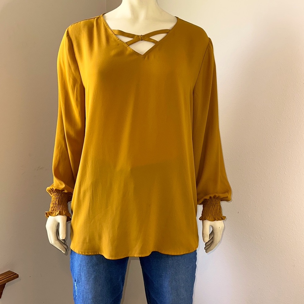 Maurices Womens XL Mustard Long Sleeve Blouse